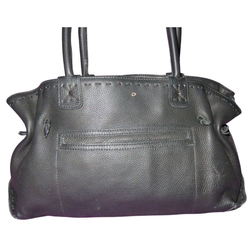 Fatto A Mano By Carlos Falchi Black Leather Top Handle Satchel & Matching Wallet